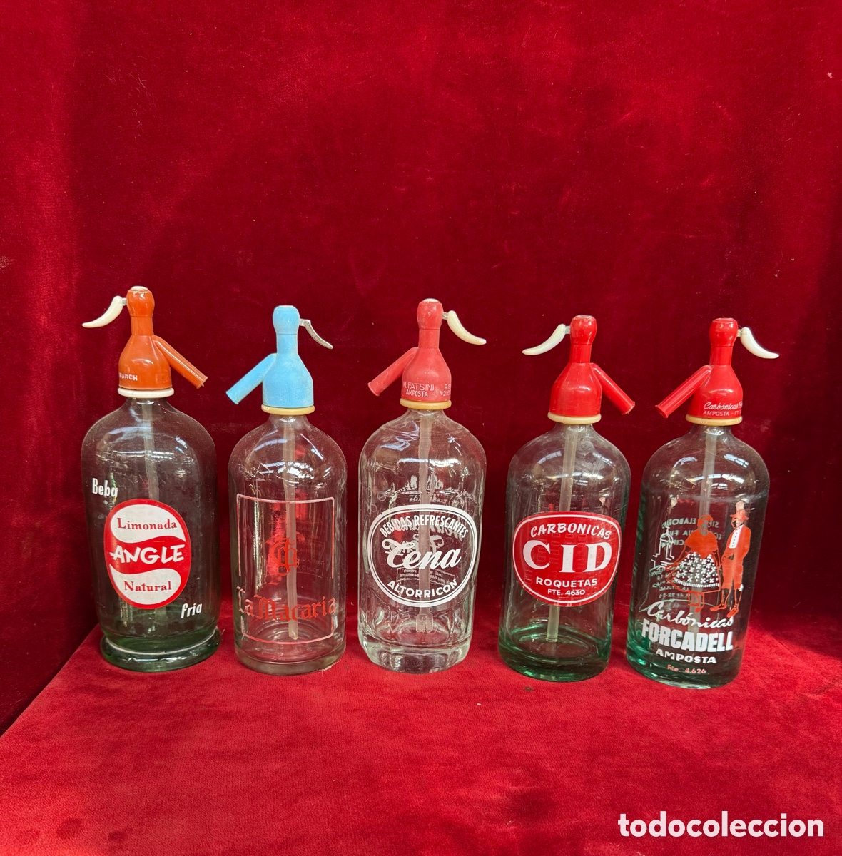 Antig&uuml;edades: Lote de 5 sifones antiguos serigrafiados!