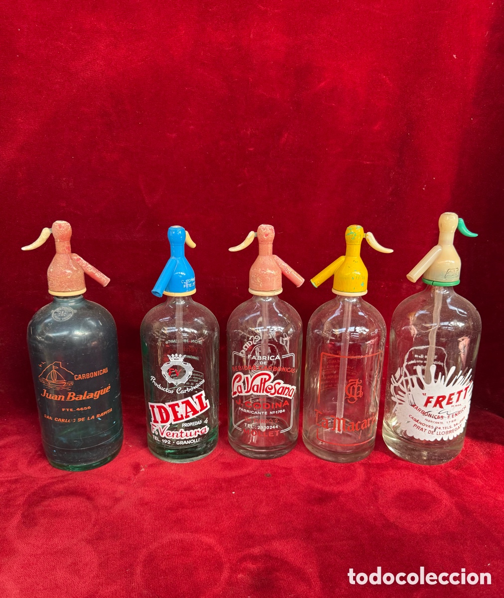 Antig&uuml;edades: Lote de 5 sifones antiguos serigrafiados!