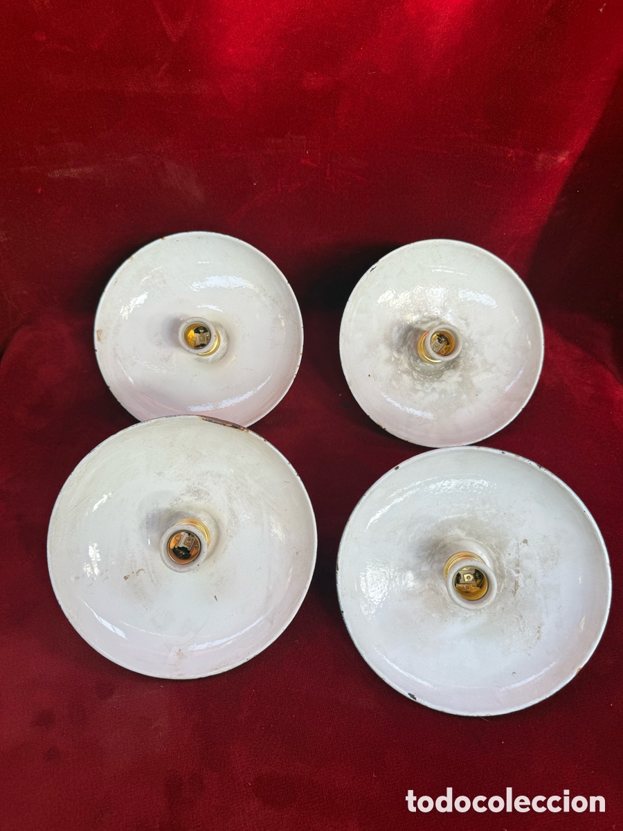 Antiques: Lote de 4 antiguas lamparas de techo,tulipas esmaltadas!