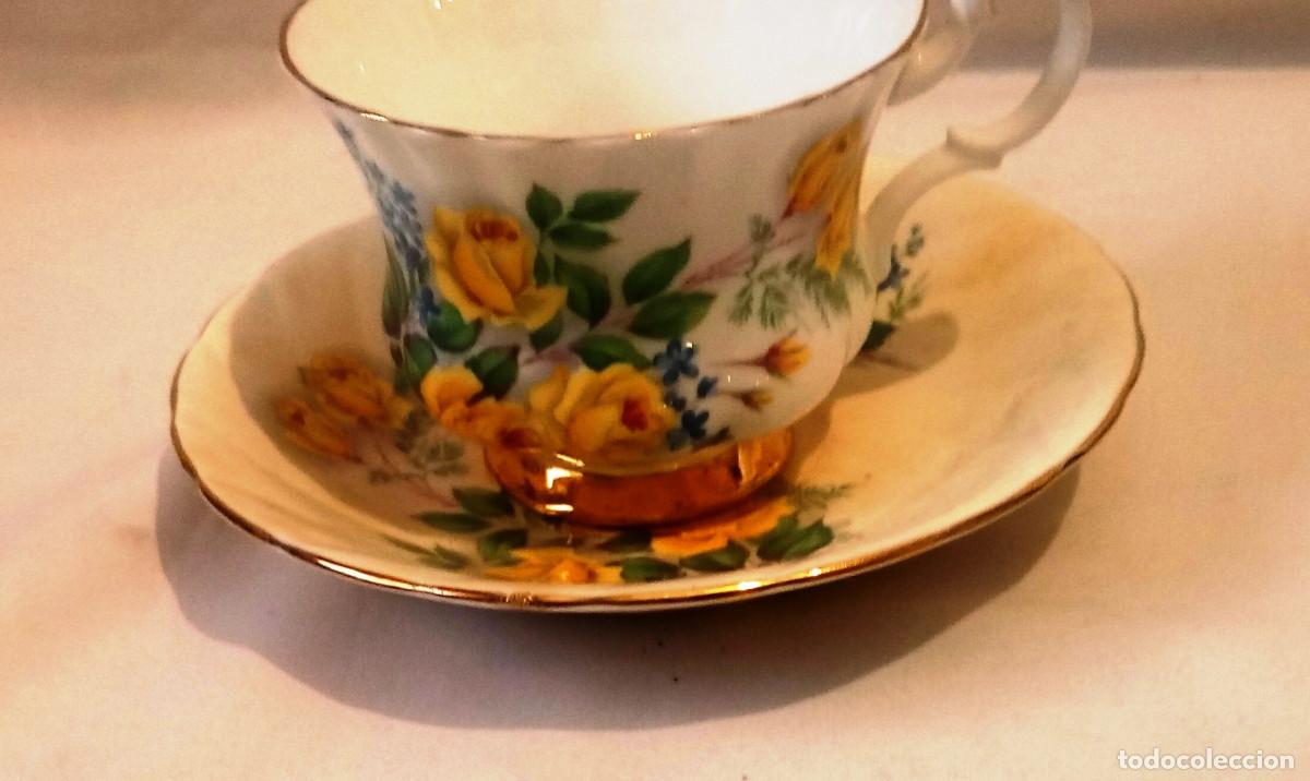 Antig&uuml;edades: Taza de T&eacute; Porcelana Wood & Sons Florales. Taza de caf&eacute; de la firma inglesa Wood & Sons de Burslem.