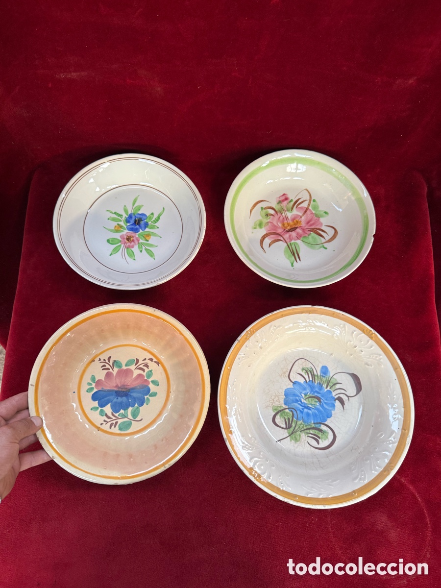 Antig&uuml;edades: Lote de 4 antiguos platos ensaladeras!