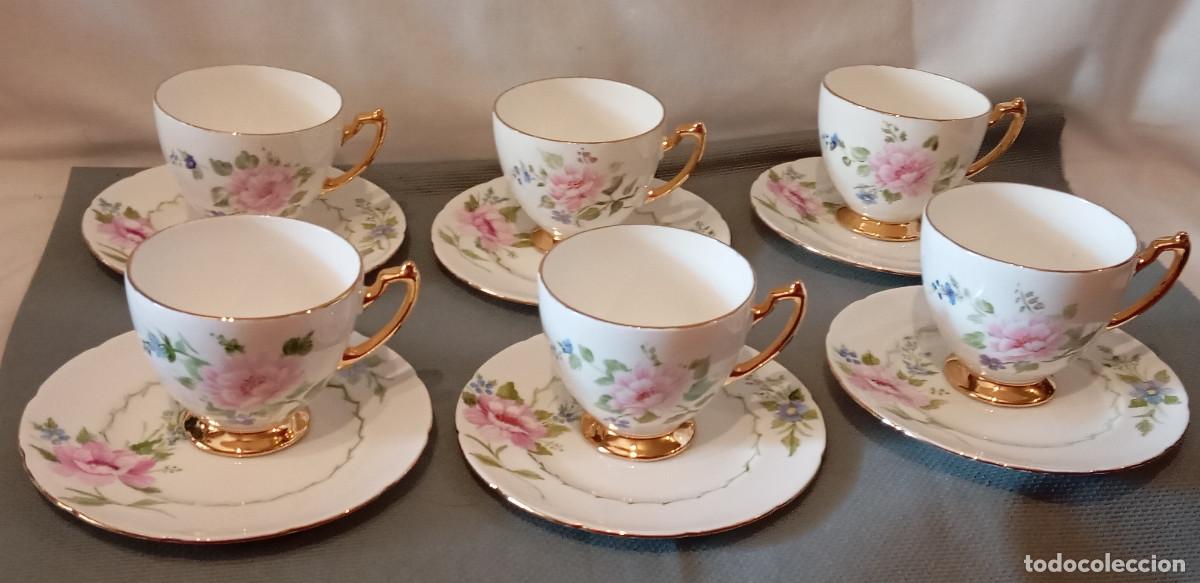 Antig&uuml;edades: 6 Tazas de Porcelana Livesey Florales Juego de seis tazas de porcelana Livesey