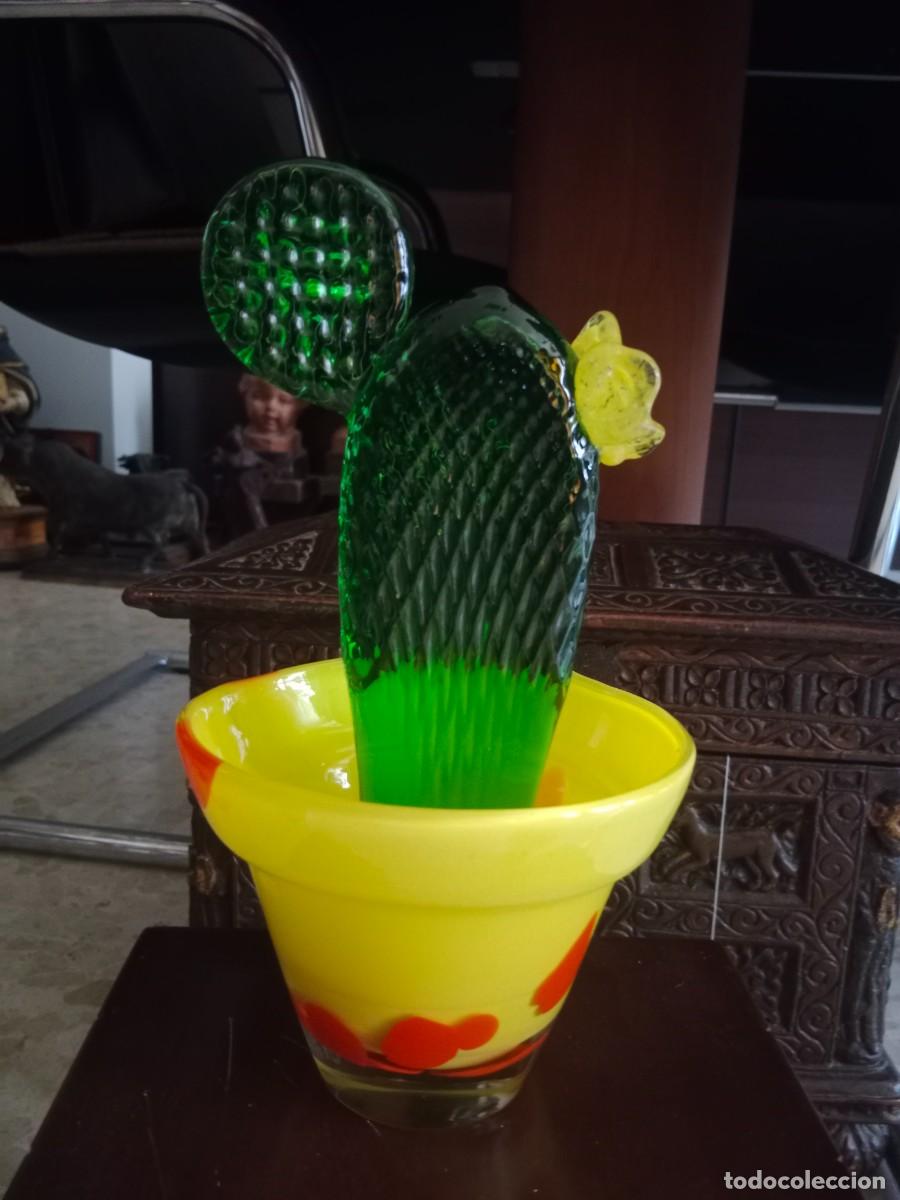 Antiguidades: CRISTAL DE MURANO A&Ntilde;OS 70/80 -GRAN CACTUS CON MACETA - DIAMETRO MAX : 13 CM - ALTURA MAXIMA : 23 CM