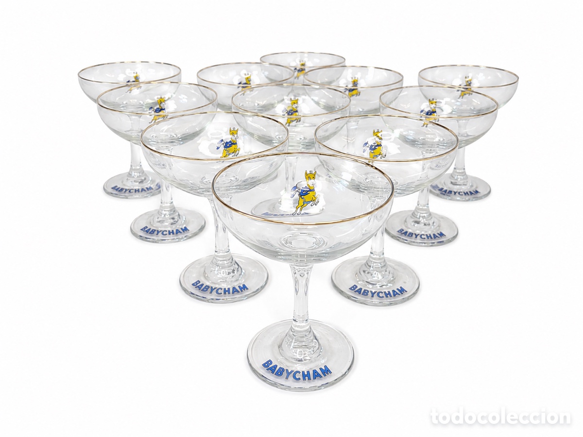 Antig&uuml;edades: Cristaler&iacute;a 11 copas Champagne By Babycham Inglaterra 1960&rsquo;s