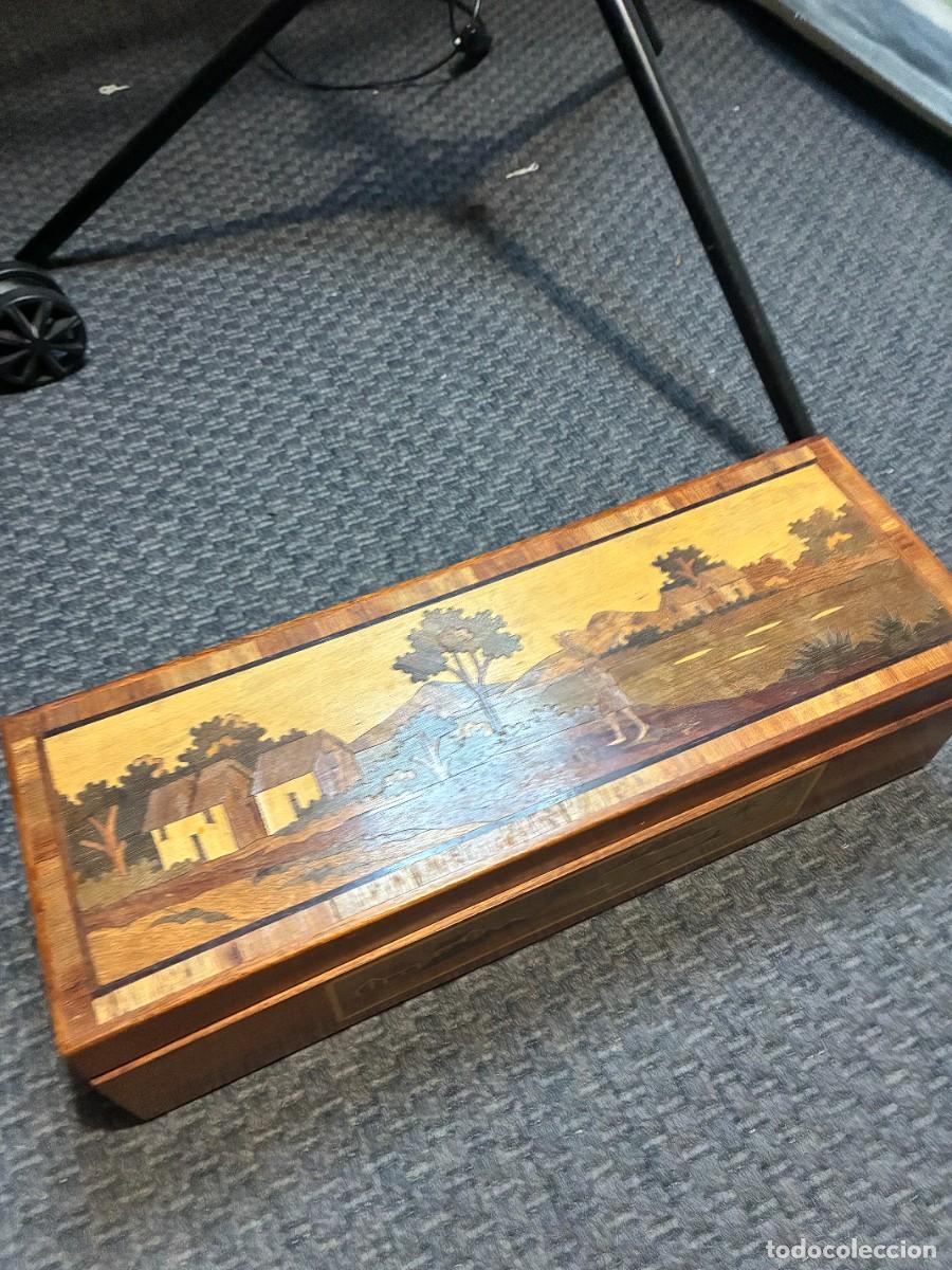 Antig&uuml;edades: CAJA ESTUCHE PLUMIER CON MARQUETERIA - Foto 5