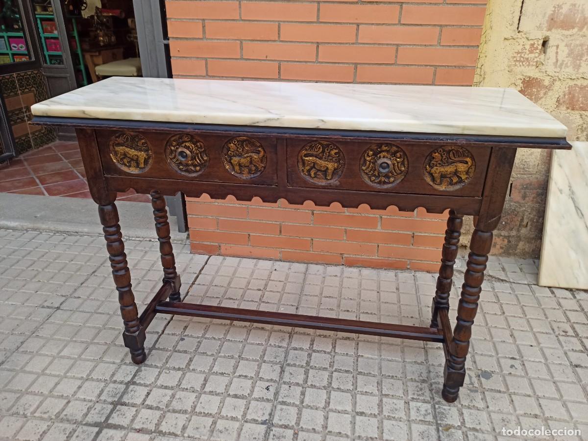 Antig&uuml;edades: Taquill&oacute;n rustico en madera y m&aacute;rmol - Foto 1