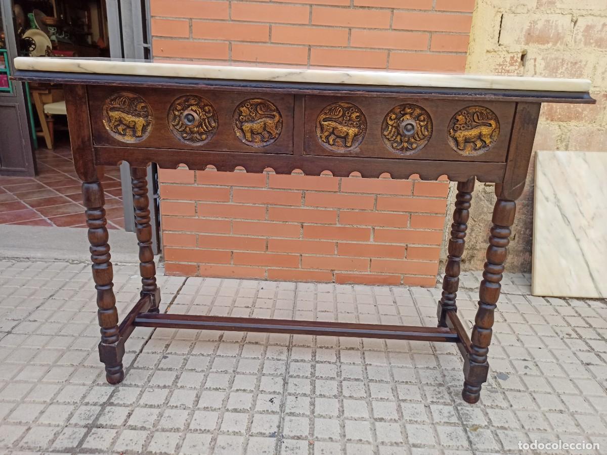 Antig&uuml;edades: Taquill&oacute;n rustico en madera y m&aacute;rmol - Foto 2