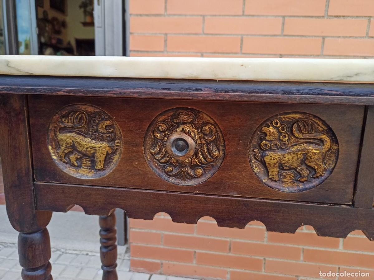 Antig&uuml;edades: Taquill&oacute;n rustico en madera y m&aacute;rmol - Foto 3