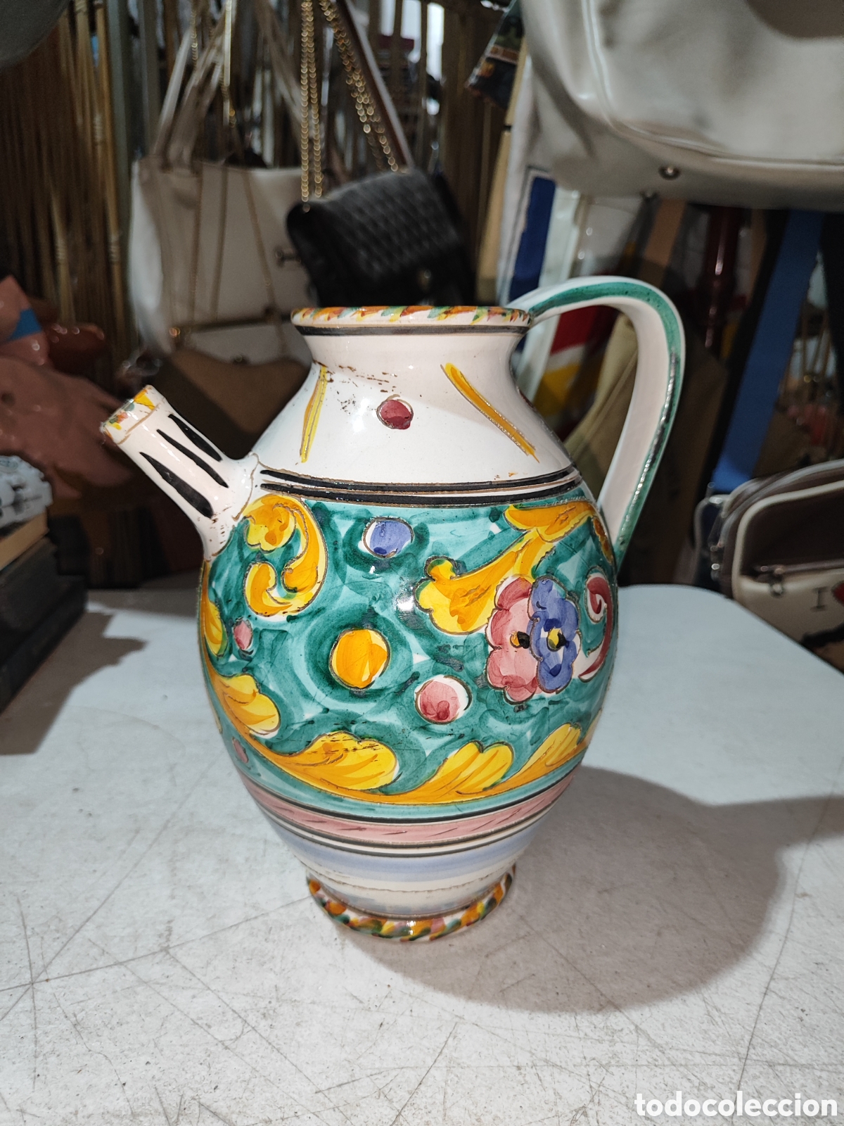 Oggetti Antichi: Original jarra de porcelana pintada a mano procedente Deruta Italia