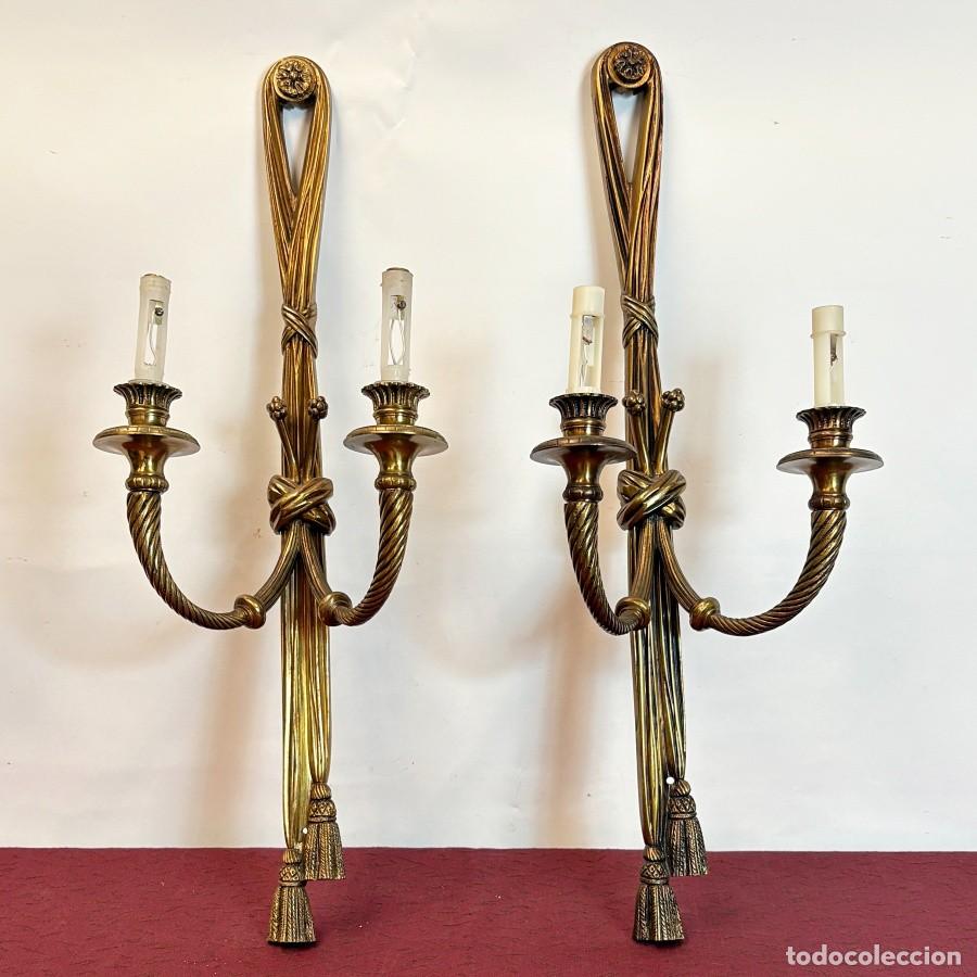 Antig&uuml;edades: Pareja Apliques Bronce S.XIX Francia