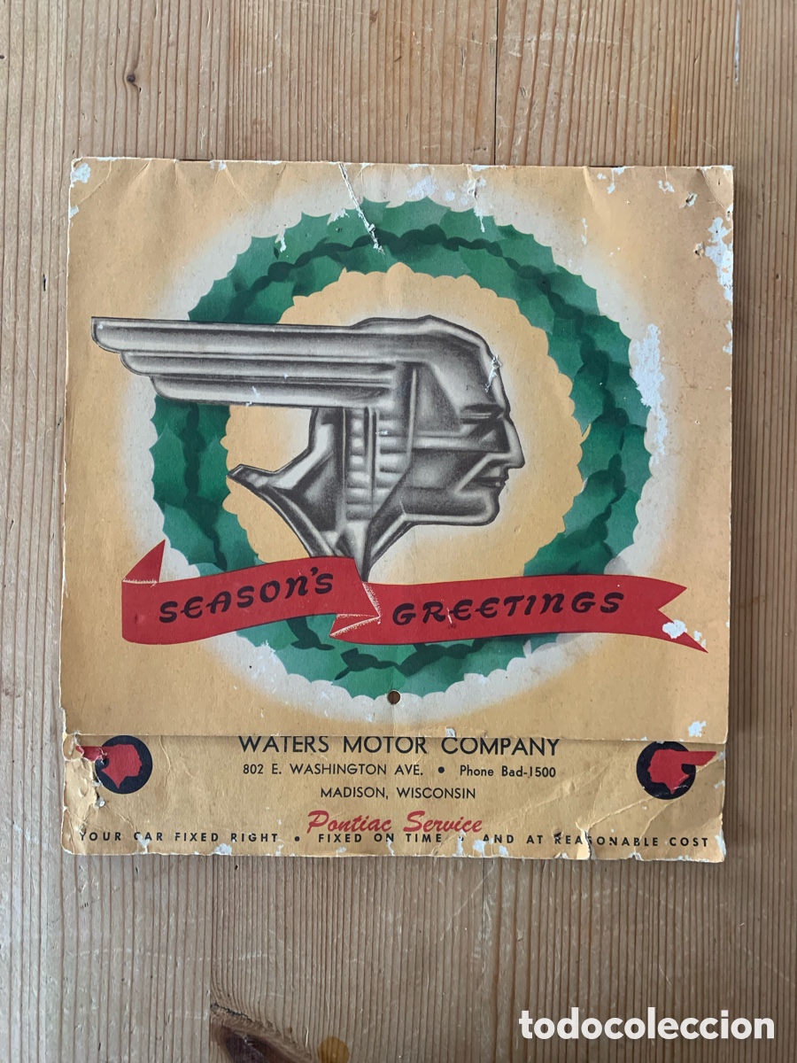 Antig&uuml;edades: Calendario 1944-1945 concesionario pontiac en Washington