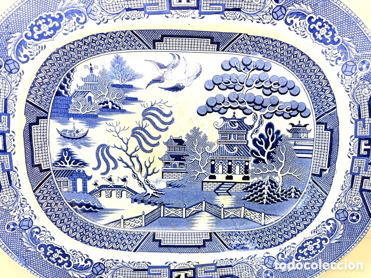 Antig&uuml;edades: Bandeja Blue Willow Pattern By Stone Chine Tableware Inglaterra 1930&rsquo;s - Foto 2