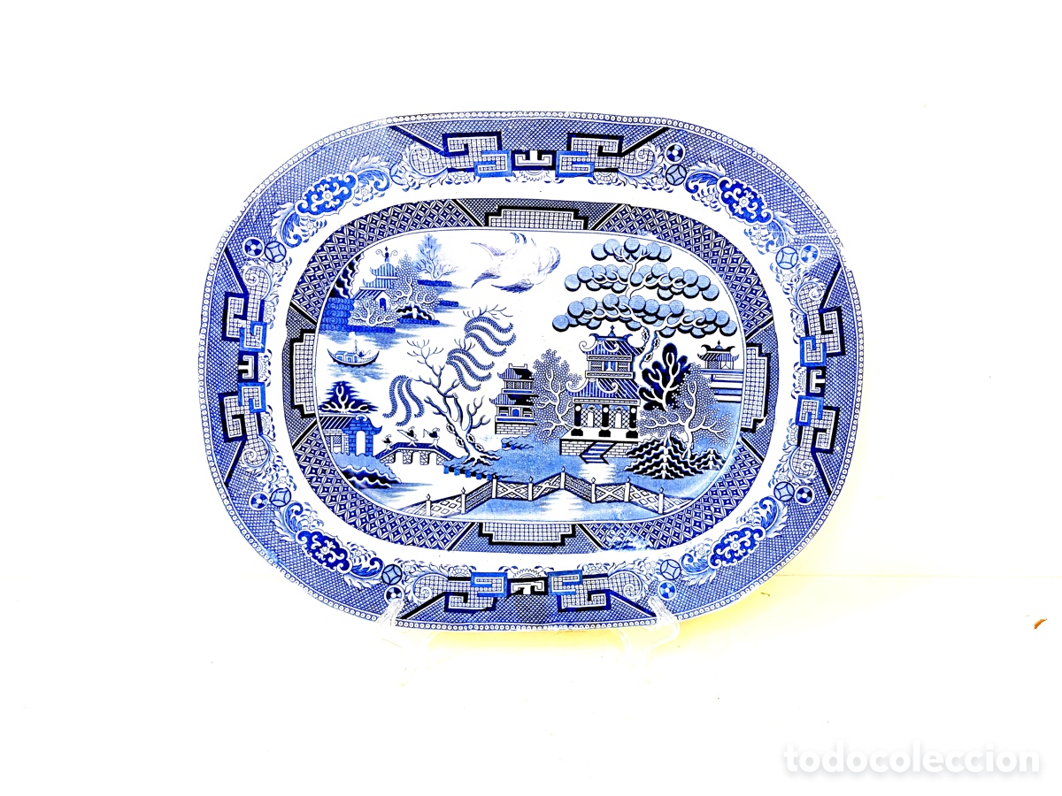 Antig&uuml;edades: Bandeja Blue Willow Pattern By Stone Chine Tableware Inglaterra 1930&rsquo;s - Foto 1
