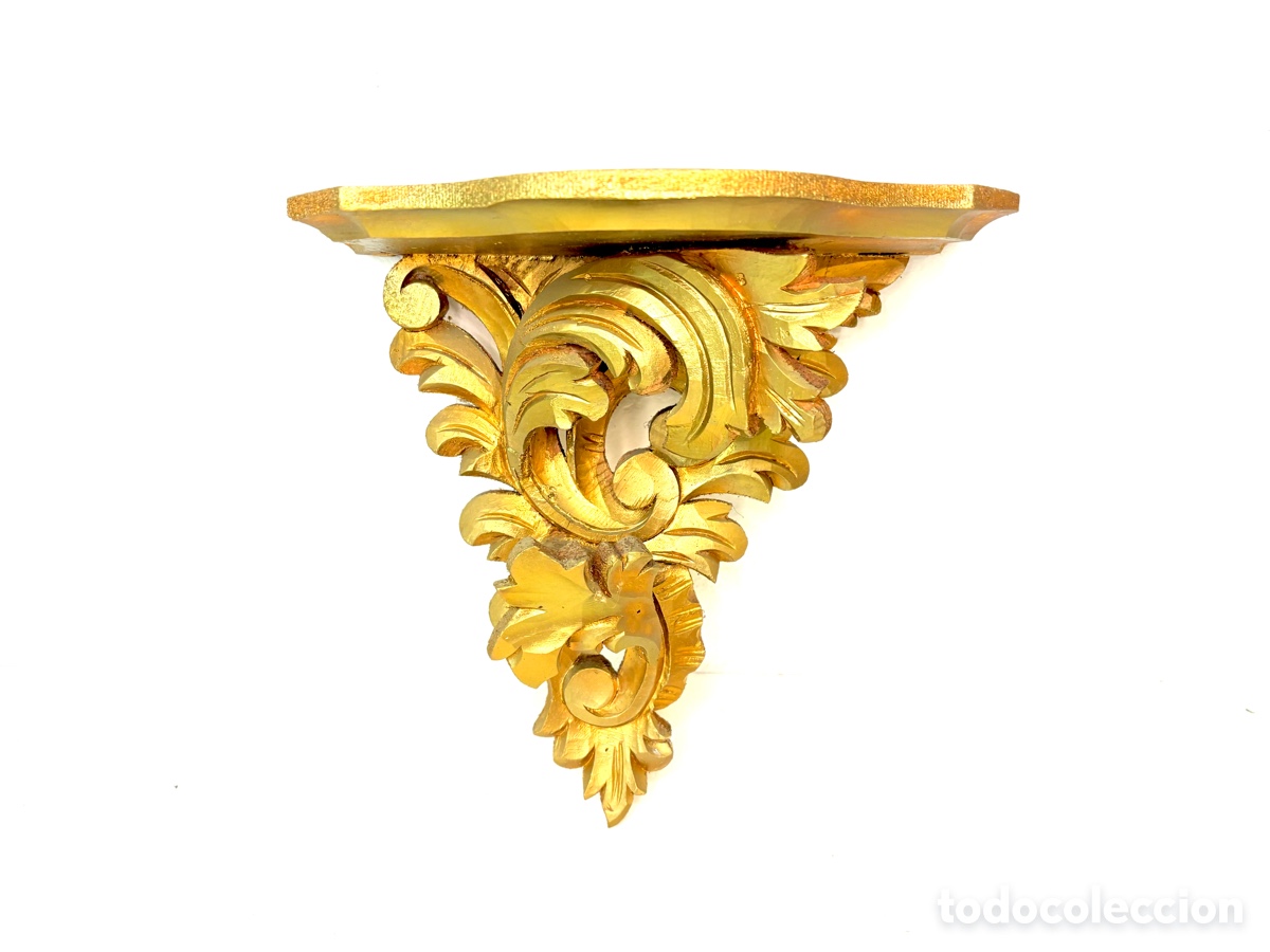 Antig&uuml;edades: Peana Rockaille en pan de oro principios S.XX