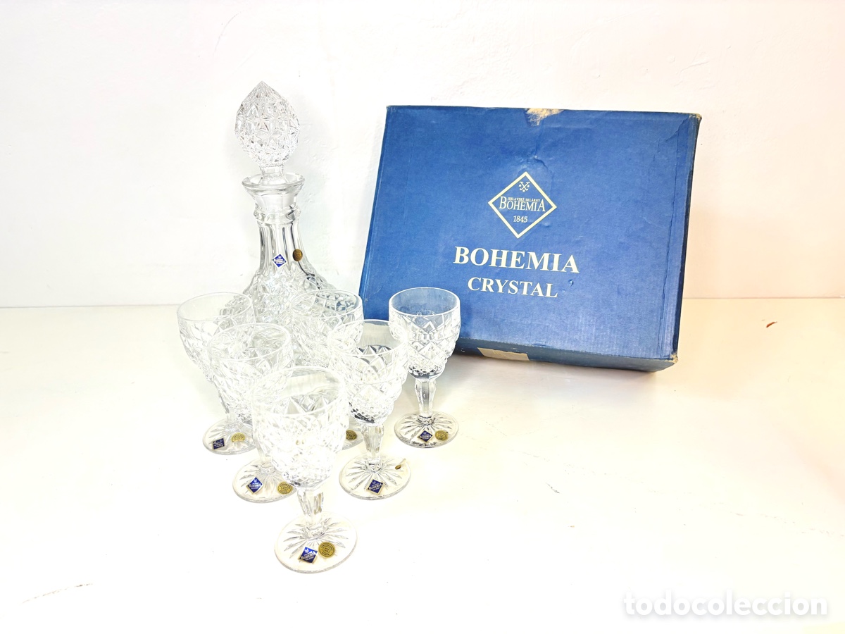 Antig&uuml;edades: Liquor set Diamond en cristal de Bohemia 1980&rsquo;s