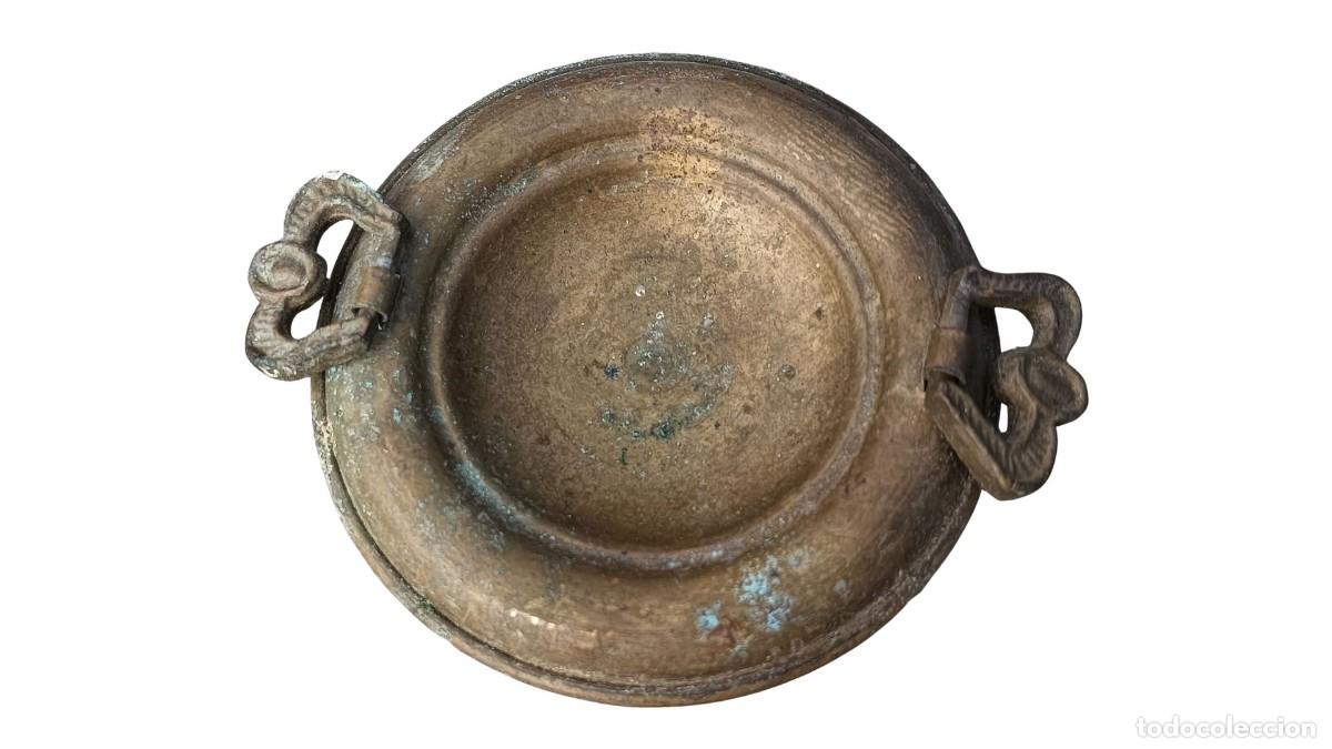 Antig&uuml;edades: BRASERO MINIATURA ANTIGUO EN BRONCE - ASAS DECORATIVAS FUNDIDAS - SIGLO XIX
