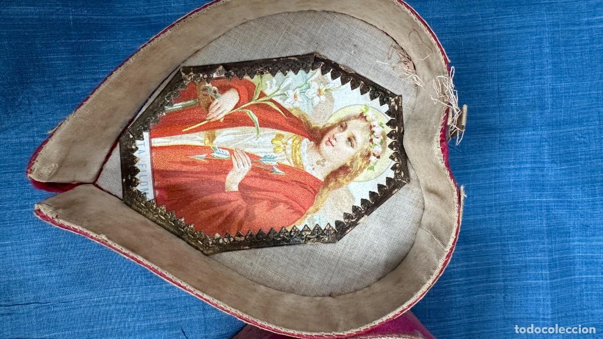 Antig&uuml;edades: Antiguo joyero de seda bordada - Foto 9