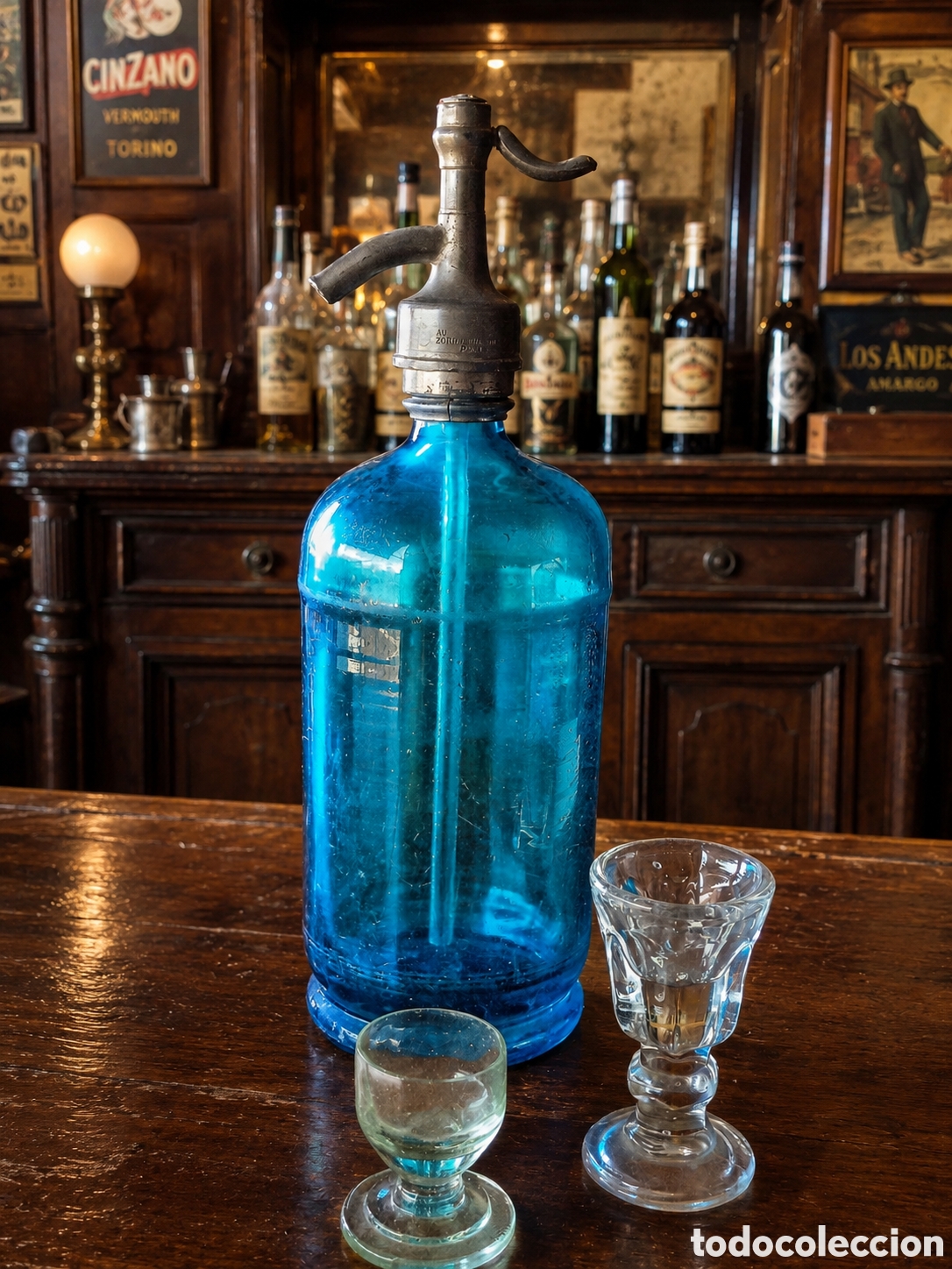 Antig&uuml;edades: Sif&oacute;n franc&eacute;s de color azul - Foto 1