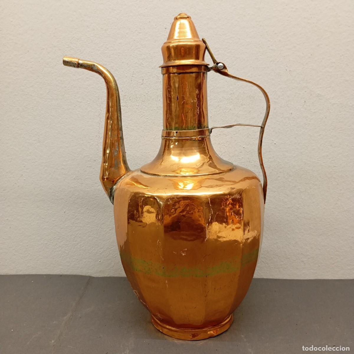 Antig&uuml;edades: ANTIGUA JARRA DE COBRE - IBRIK O AGUAMANIL - SIGLO XIX - CUERPO PULIDO - 395 X 260 MM - 900 G / 1087