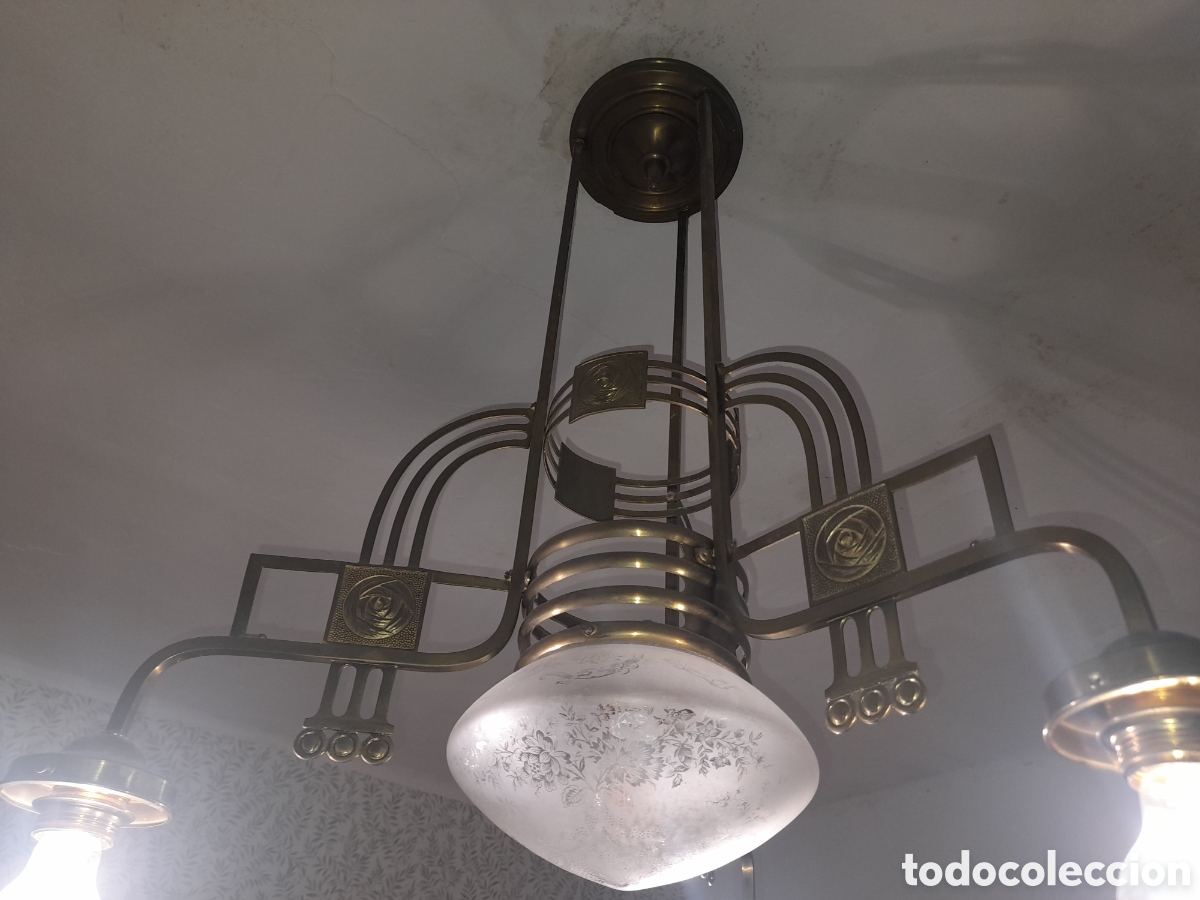 Antig&uuml;edades: Lampara de techo Art Deco o Art Nouveau.