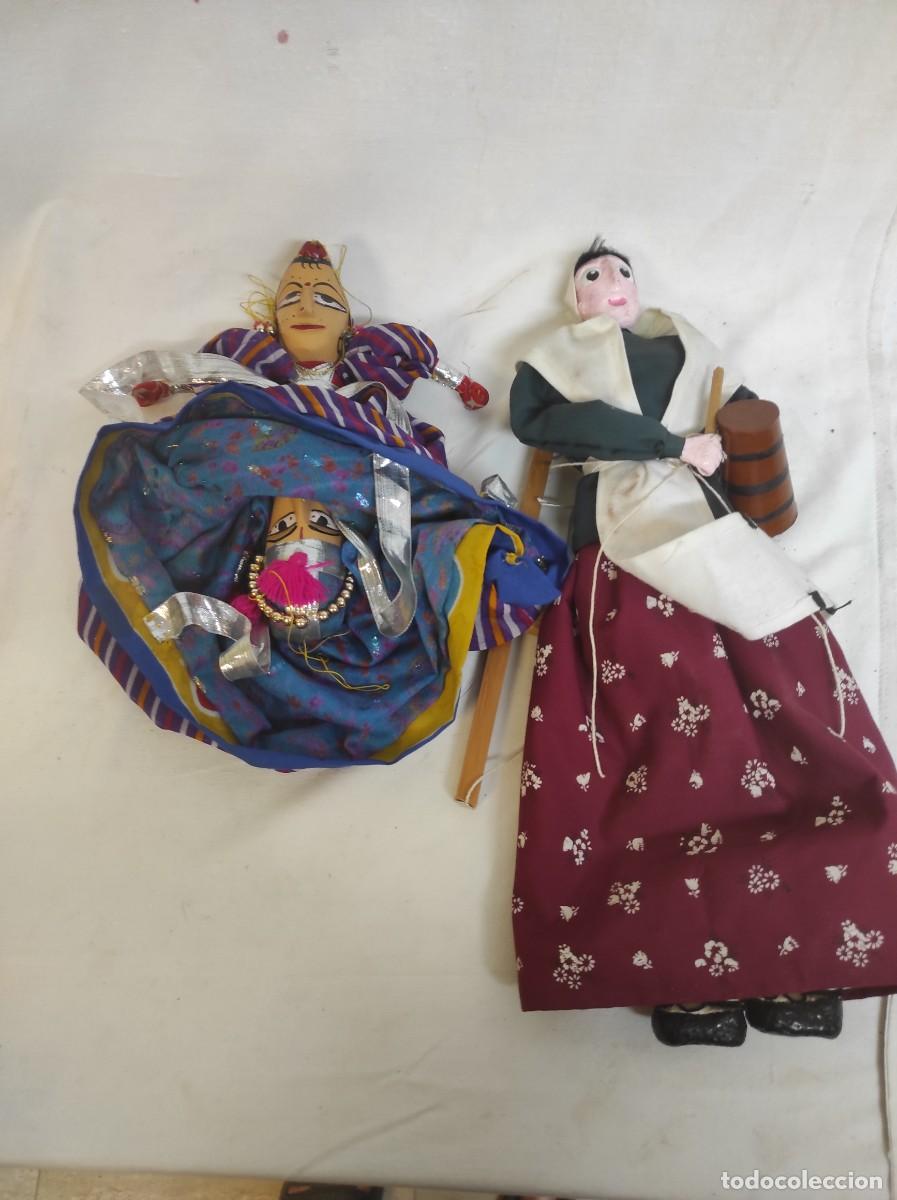 Antig&uuml;edades: Par de marionetas de madera, trapo y pasta! Muy bonitas!