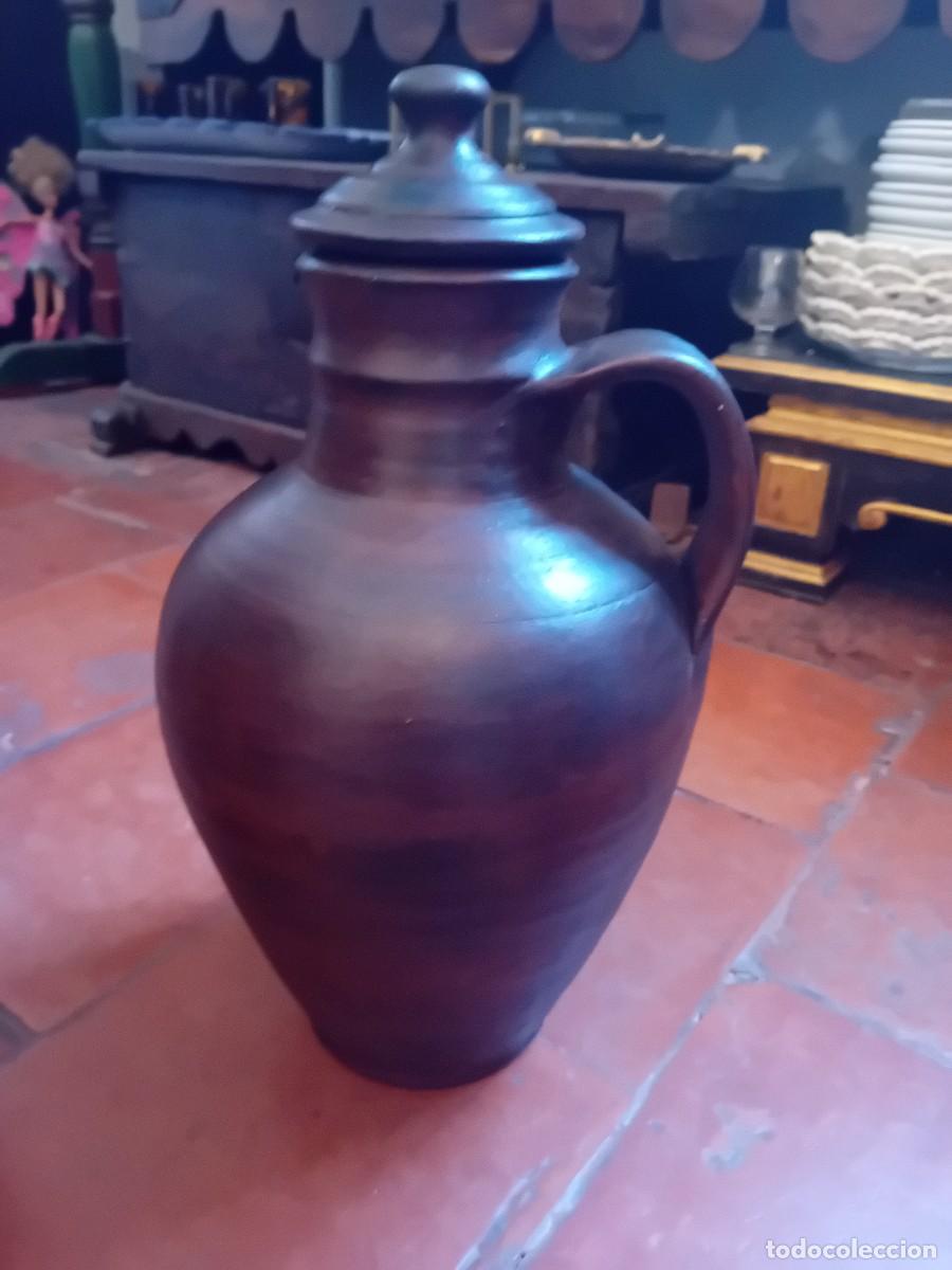 Antig&uuml;edades: C&aacute;ntaro de barro cocido encerado y patinado d&eacute;cada de los 50/60