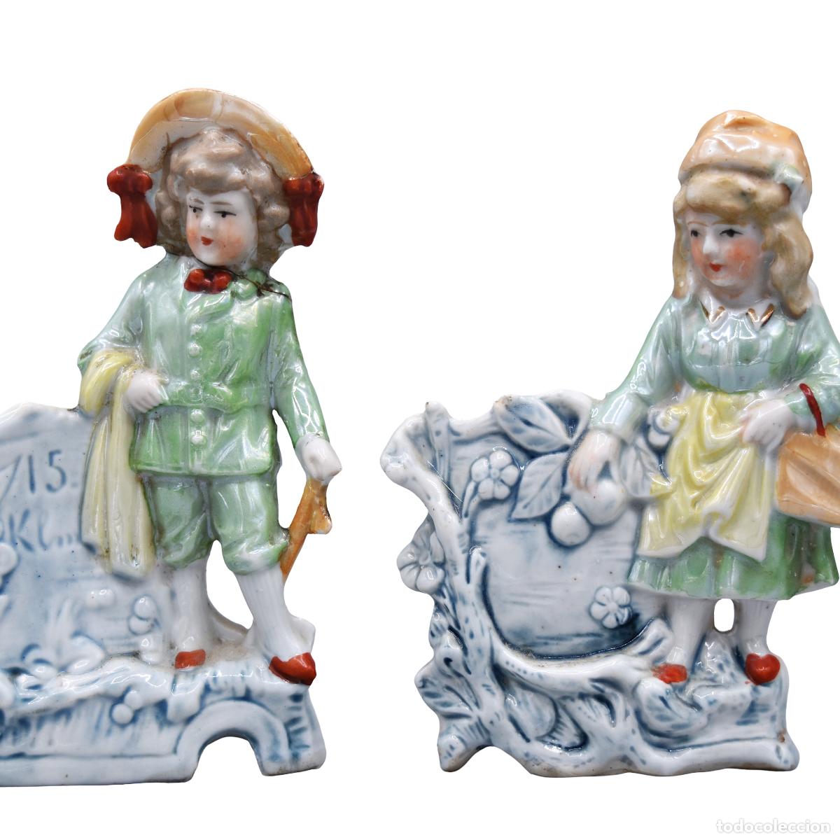 Antig&uuml;edades: Palilleros / figuras de biscuit alem&aacute;n, principios S. XX