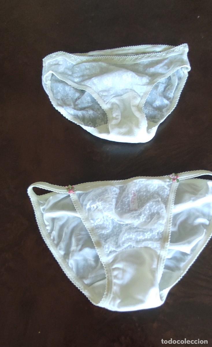 Antig&uuml;edades: LOTE DE 2 BRAGUITAS VINTAGE DE CORTE CLASICO / BIKINI CON ENCAJE CALADO. PRINCESA Y BELCOR