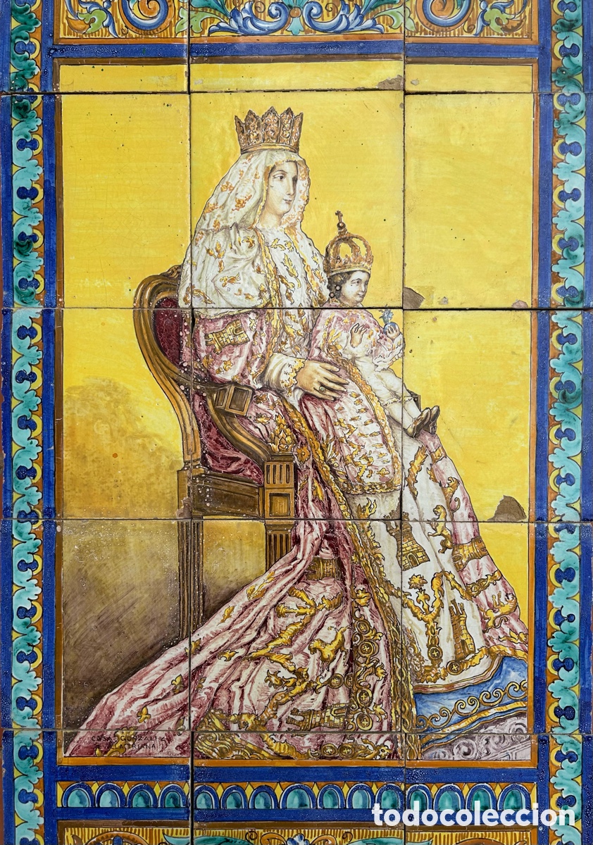 Antig&uuml;edades: Azulejo Virgen de los Reyes retablo cer&aacute;mico