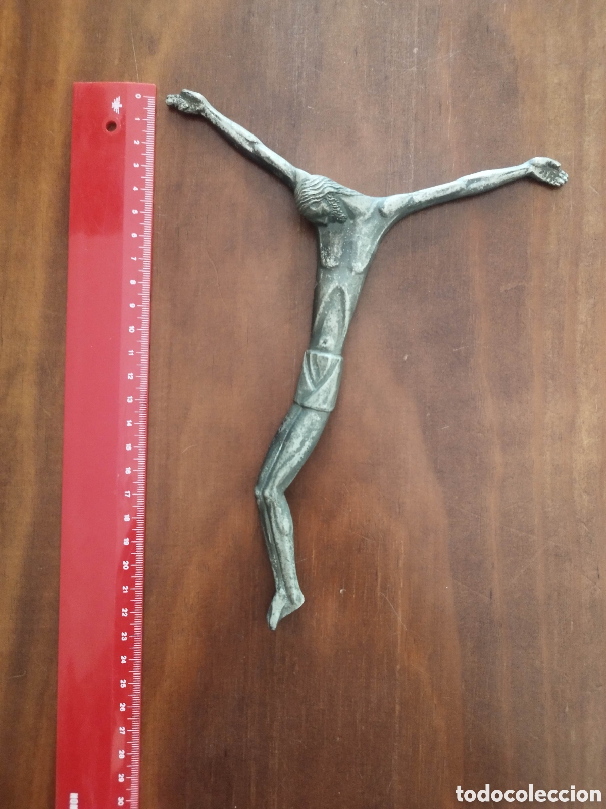 Antiques: Figura de Cristo Crucificado Vintage - Bronce / Metal Modernista (25 cm)