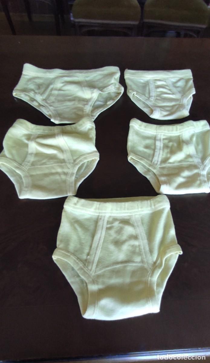 Antig&uuml;edades: LOTE DE 5 CALZONCILLOS CLASICOS TIPO SLIP VINTAGE PARA NI&Ntilde;O. COLOR AMARILLO PASTEL.