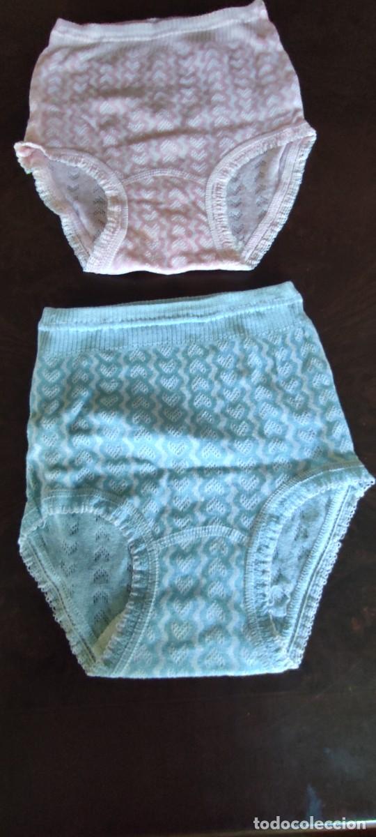 Antig&uuml;edades: LOTE DE 2 BRAGAS VINTAGE NI&Ntilde;AS. ERUPIAL - TALLAS 6 Y 10 - 100% ALGODON CALADO CORAZONES.