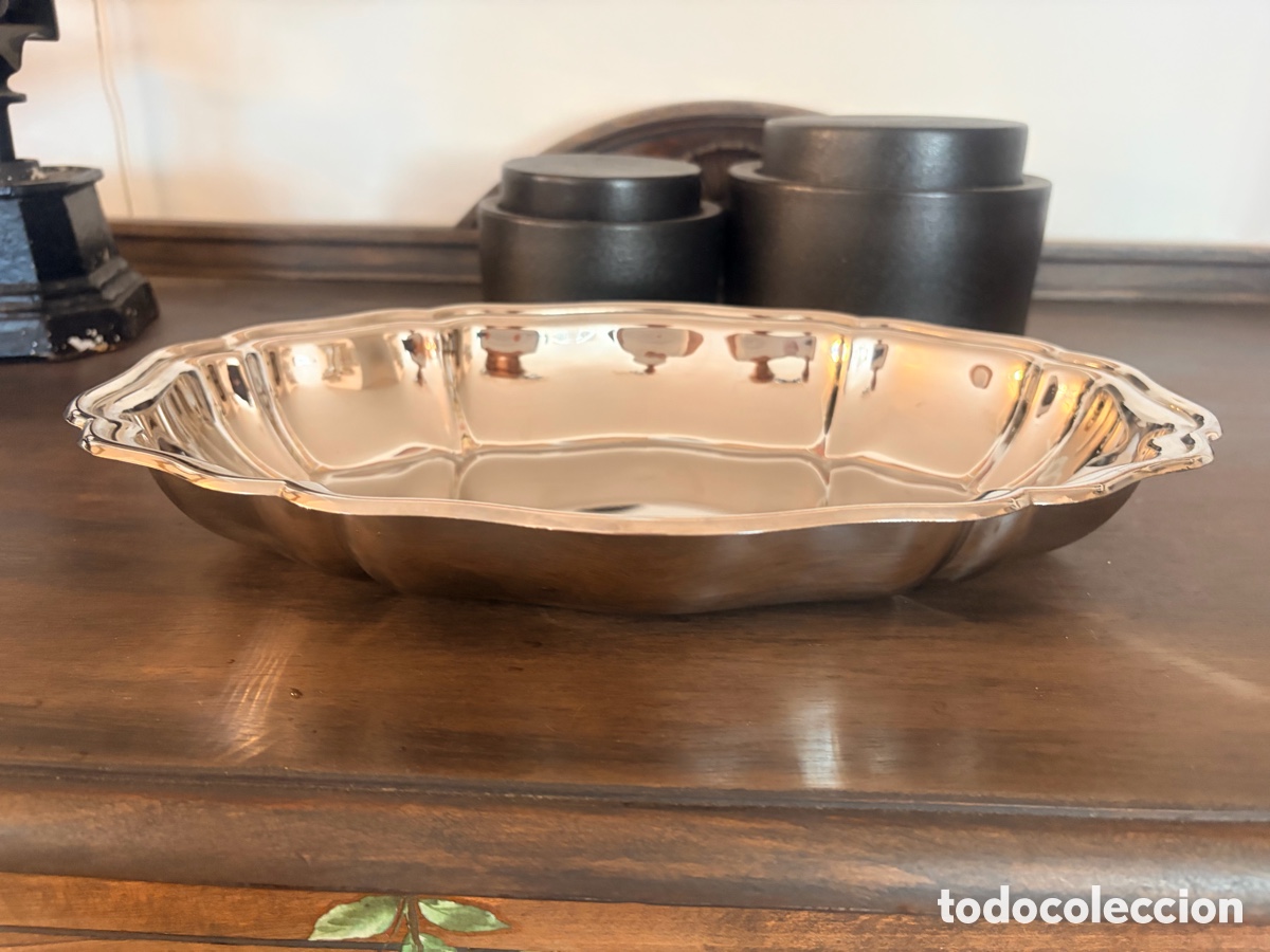 Antig&uuml;edades: Antigua fuente ovalada plateada - Foto 2