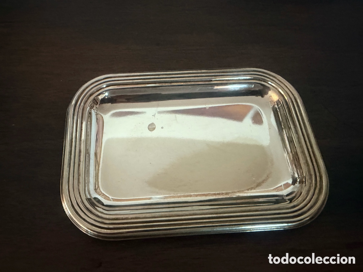 Antig&uuml;edades: Antigua bandeja rectangular plateada - Foto 1