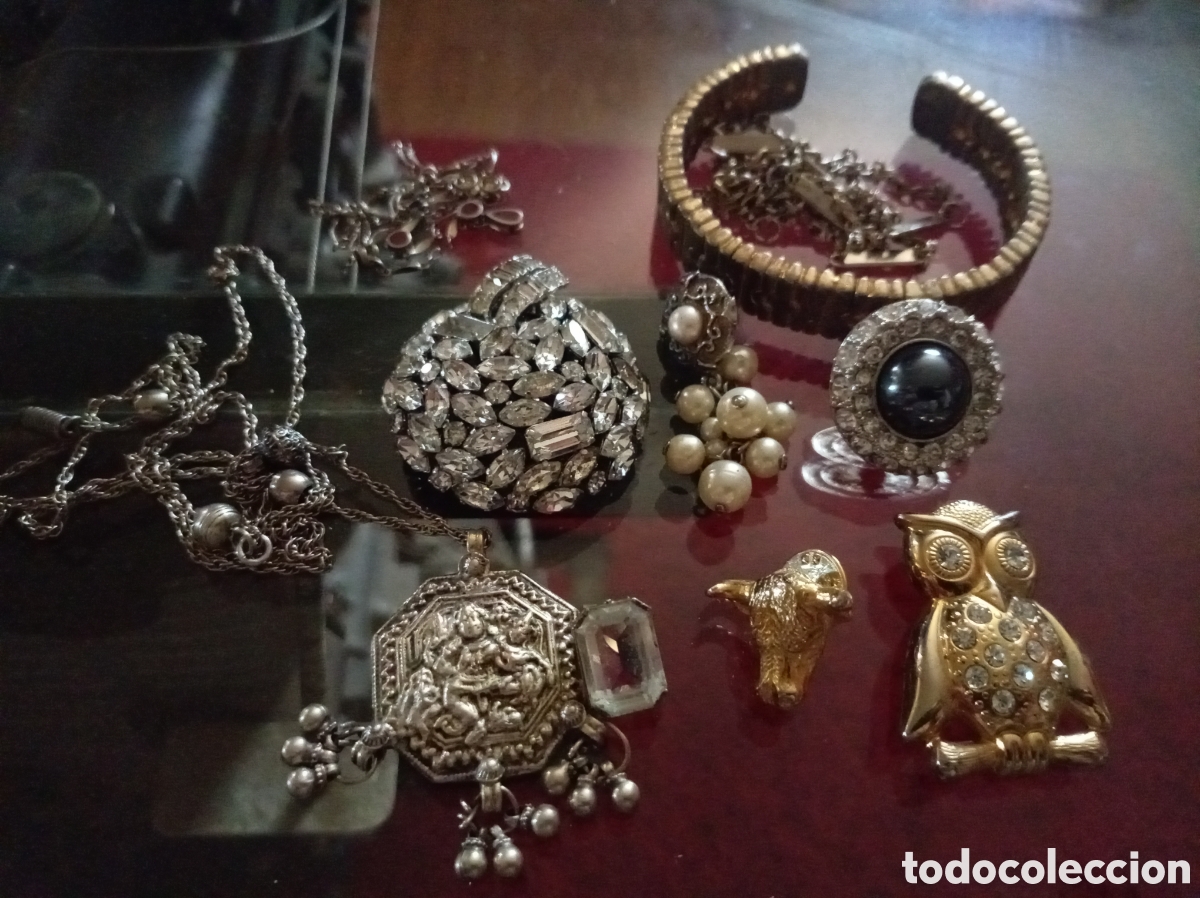 Antig&uuml;edades: Lote variado pendientes collares pulsera,broches, pin