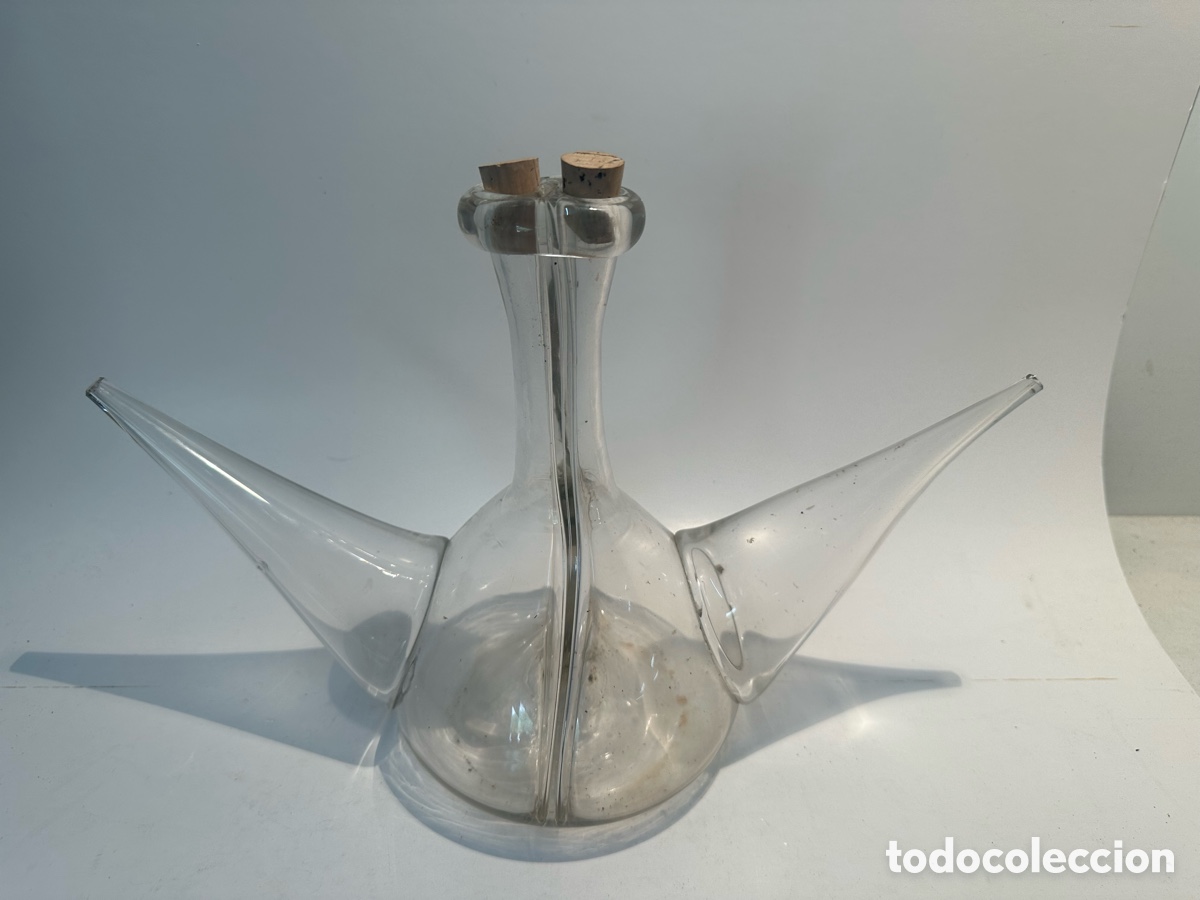 Antig&uuml;edades: ANTIGUO PORRON DE VIDRIO SOPLADO DOBLE, DOS CA&Ntilde;OS. PIEZA RARA.