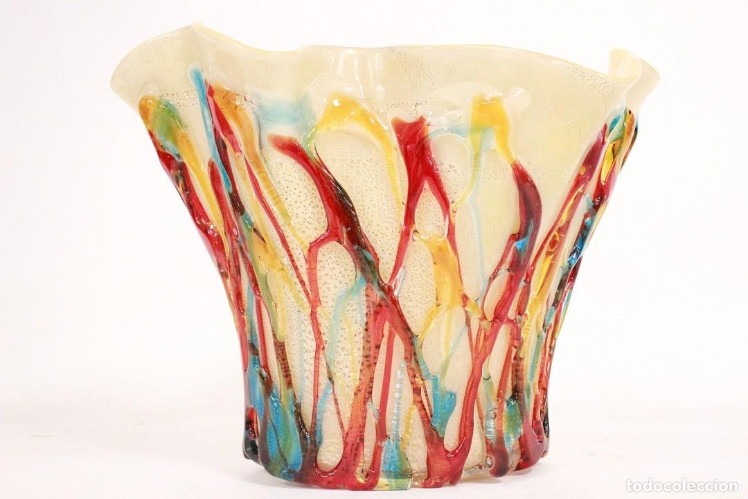 Antig&uuml;edades: JARR&Oacute;N FLOR BEIGE DE CRISTAL DE MURANO 4 Kg ORIGINAL FIRMADO CAMMOZZO