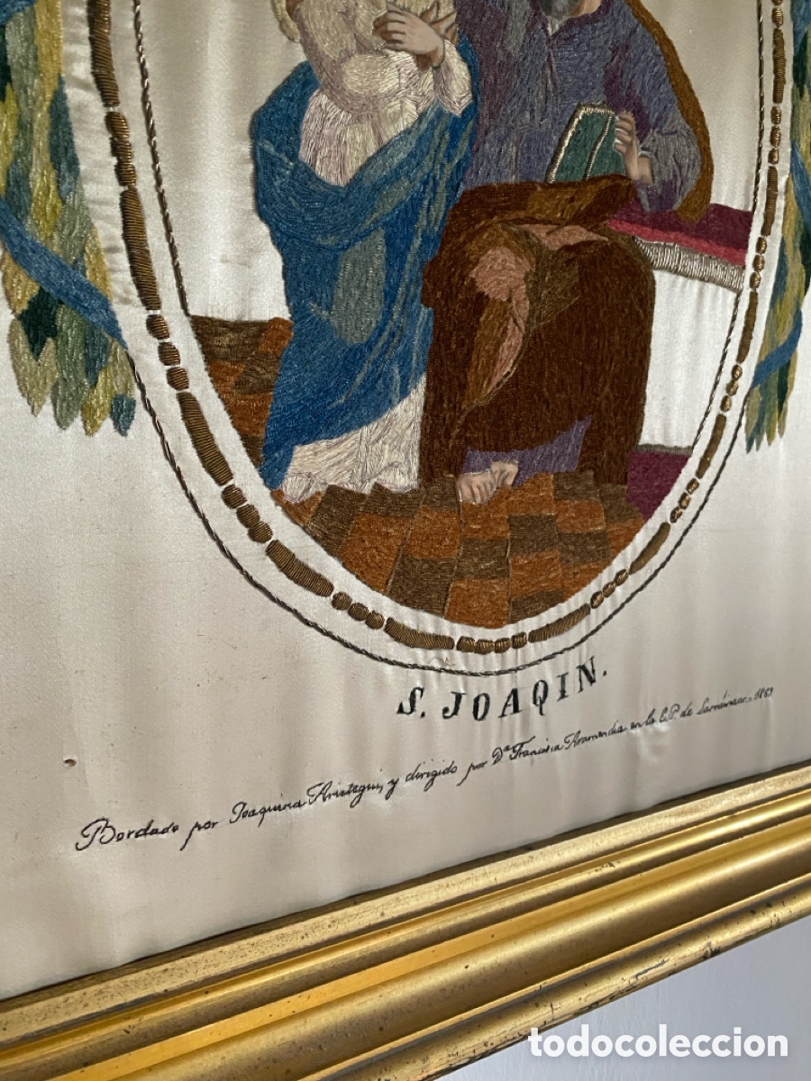 Antig&uuml;edades: Cuadro de seda bordado de 1868 - Foto 4
