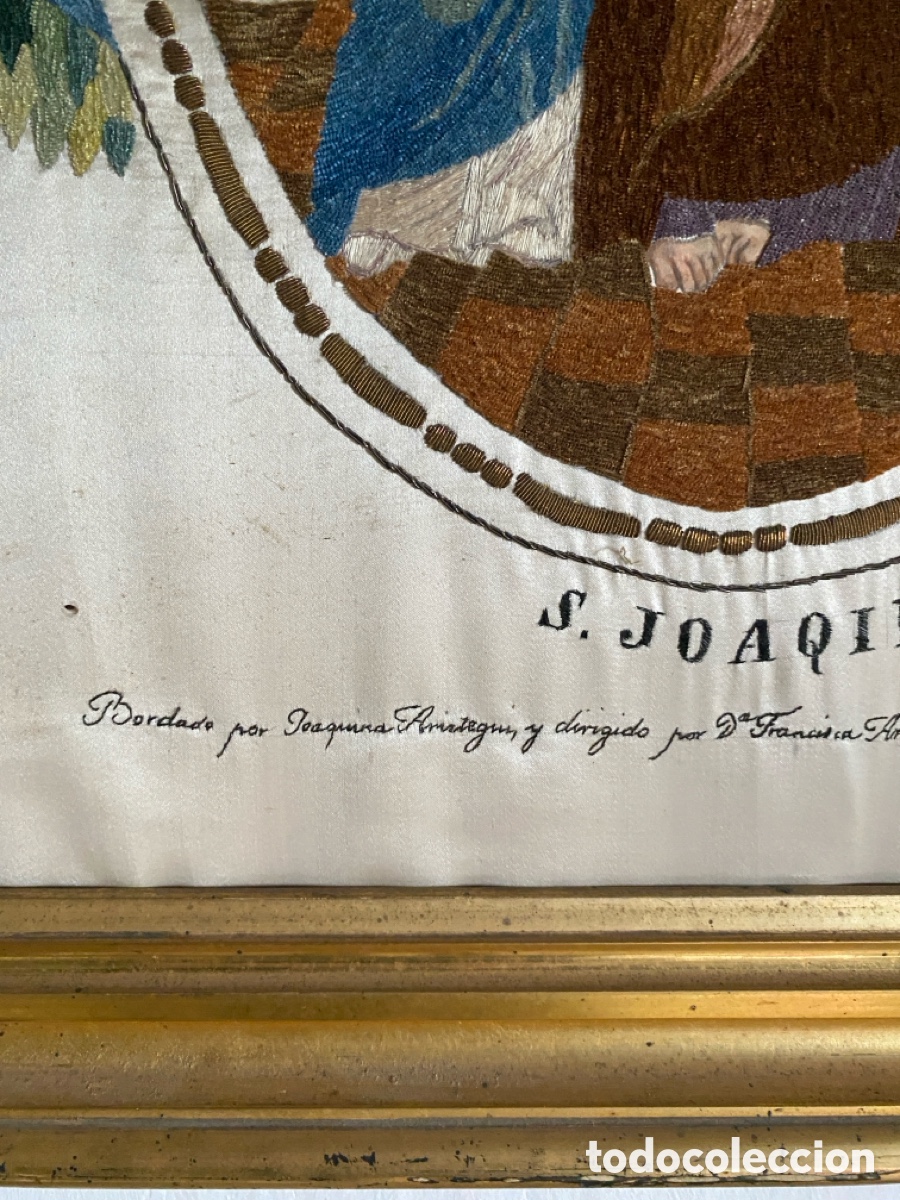 Antig&uuml;edades: Cuadro de seda bordado de 1868 - Foto 5