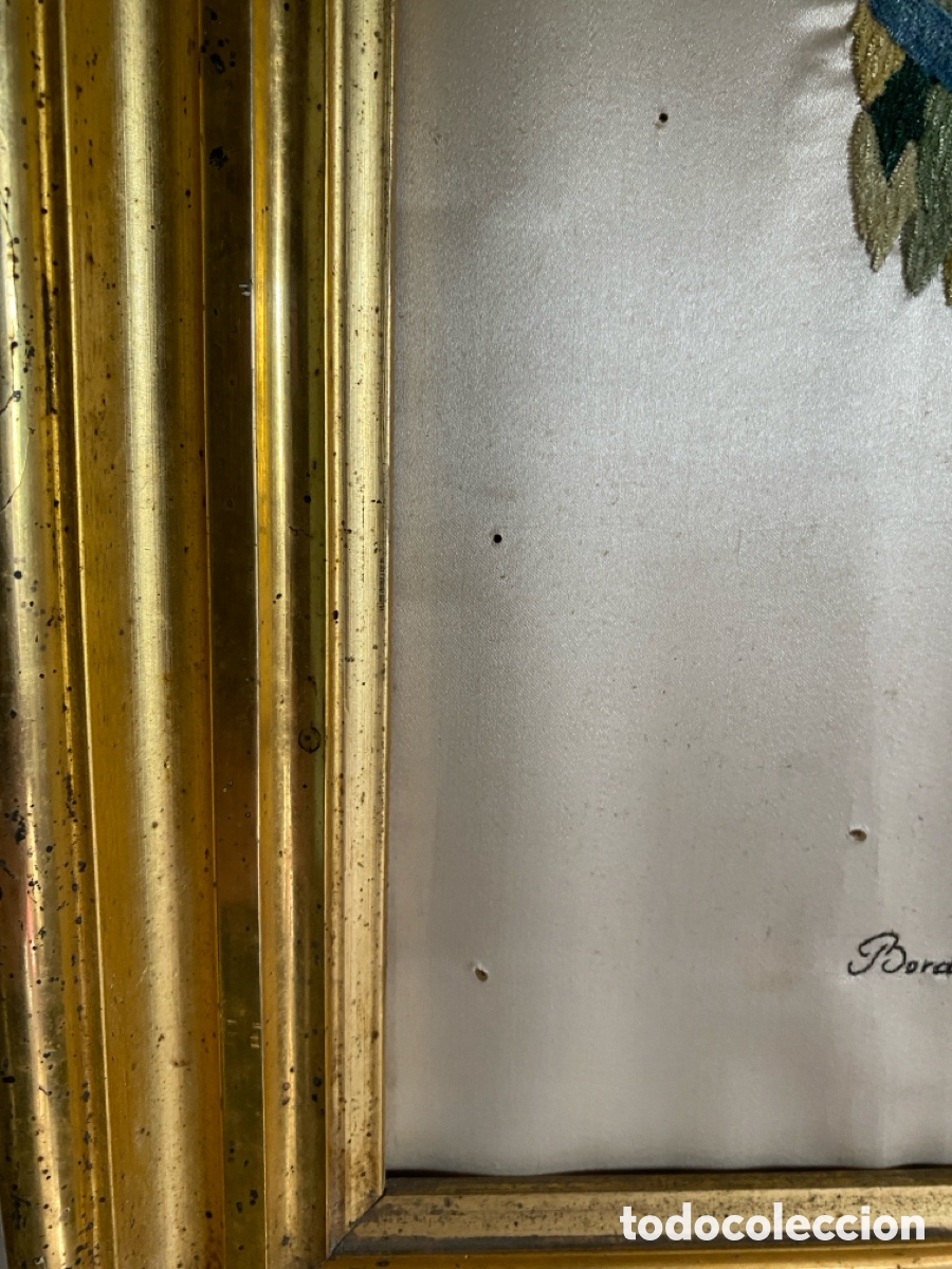 Antig&uuml;edades: Cuadro de seda bordado de 1868 - Foto 7