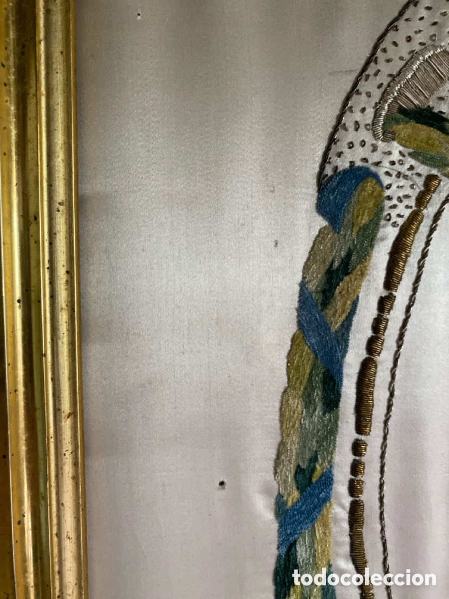 Antig&uuml;edades: Cuadro de seda bordado de 1868 - Foto 8
