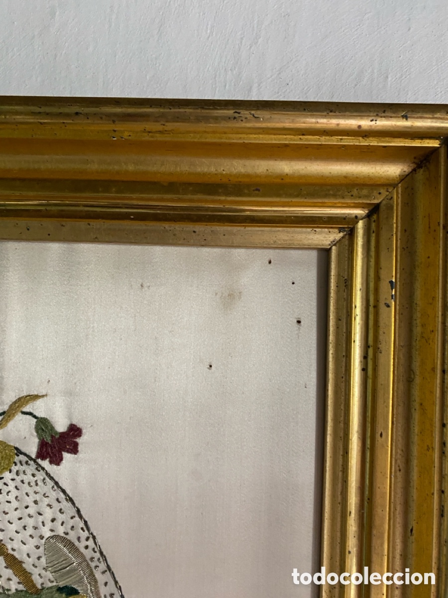 Antig&uuml;edades: Cuadro de seda bordado de 1868 - Foto 10