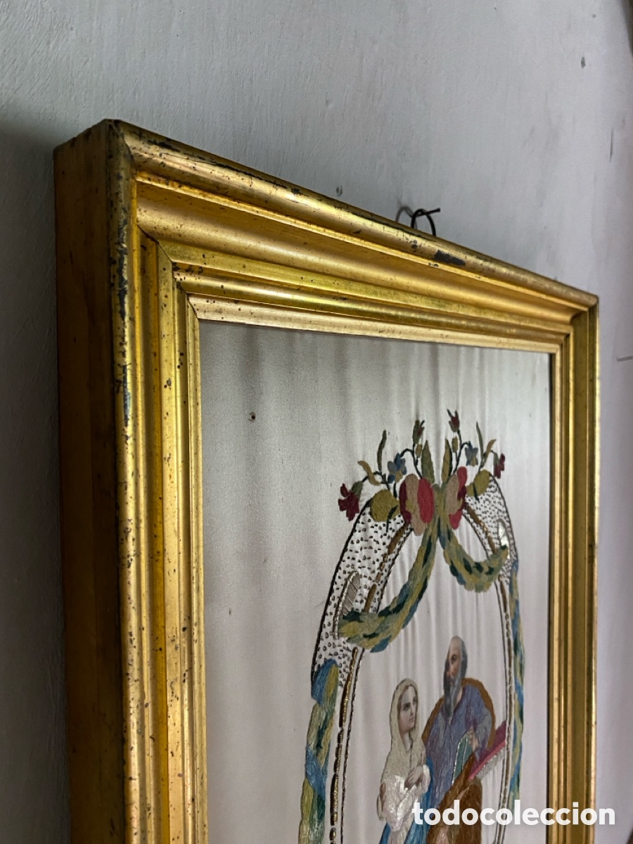 Antig&uuml;edades: Cuadro de seda bordado de 1868 - Foto 15
