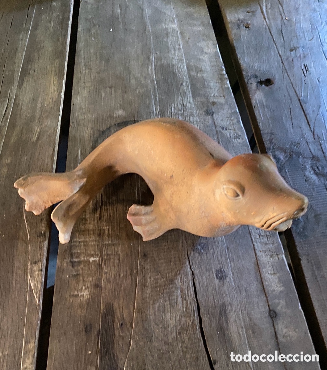 Antig&uuml;edades: Figura cer&aacute;mica de foca para surtidor