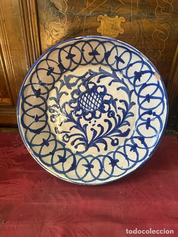 Antiques: LEBRILLO - PLATO HONDO - CER&Aacute;MICA DE FAJALAUZA DECORADO EN FLORES AZULES