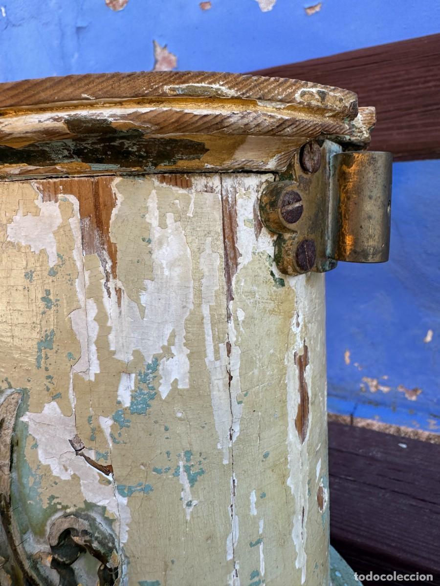 Antig&uuml;edades: Antigua peana madera policromada - Foto 4