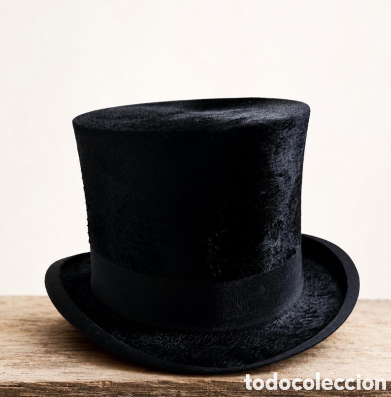 Antig&uuml;edades: Chistera antigua Sombrero de Copa Piel 1900 R. Hecht de Leipzig Alemania