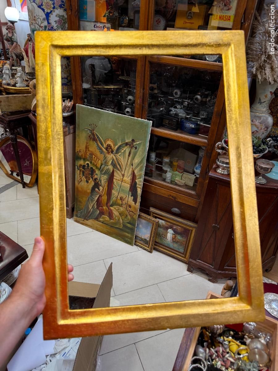 Antig&uuml;edades: ANTIGUO MARCO DE MADERA Y ORO FINO - MEDIDA TOTAL 63X45,5 CM E INTERIOR 55X37 CM