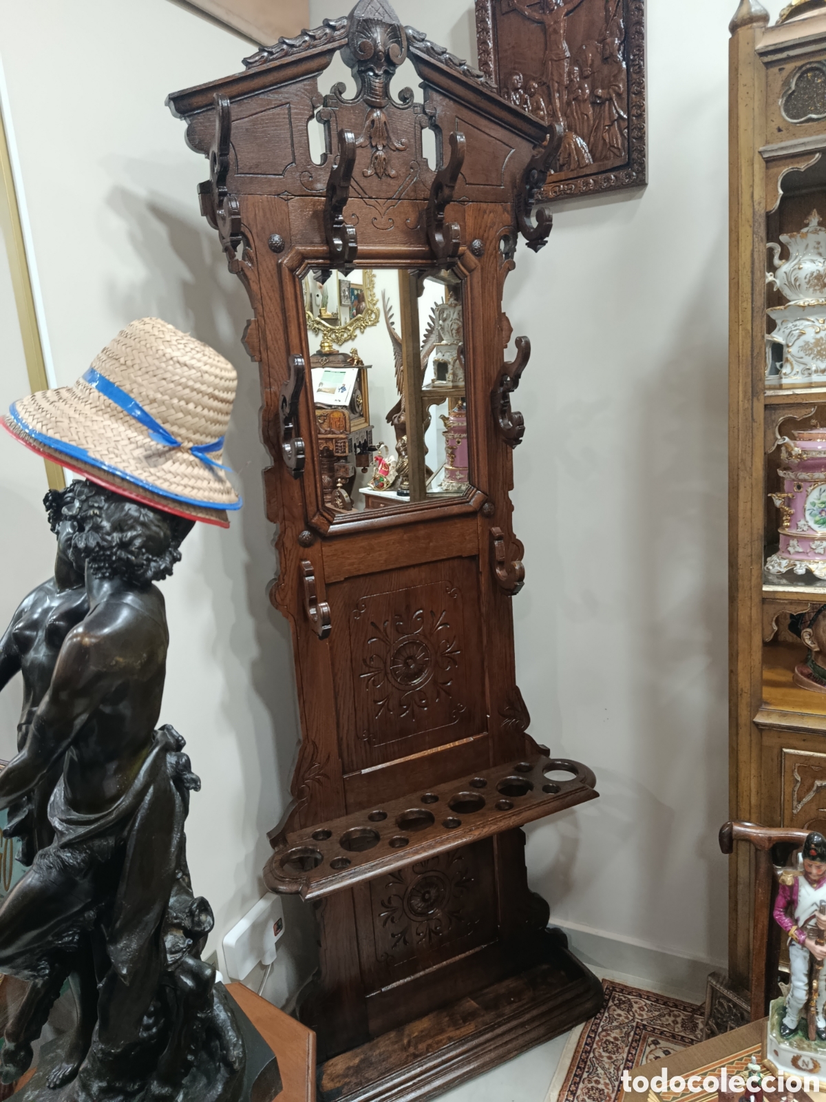 Antig&uuml;edades: Perchero antig&uuml;o Alfonsino - Foto 8