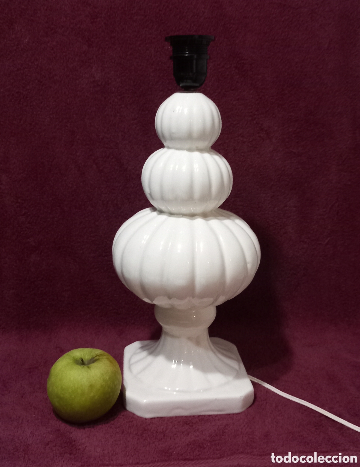 Antig&uuml;edades: ANTIGUA LAMPARA DE MANISES/3&times;CALABAZAS BLANCAS(excelente estado) alt:44cm